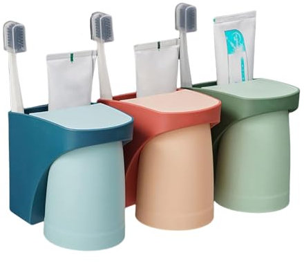 Alleshelfer 3 Stück Zahnbürstenbecherhalter Kein Bohren erforderlich Wandzahnbürstenbecher-Set Zahnbürstenhalter Kein Bohren erforderlich Zahnbürstenbecherhalter Kein Bohren erforderlich