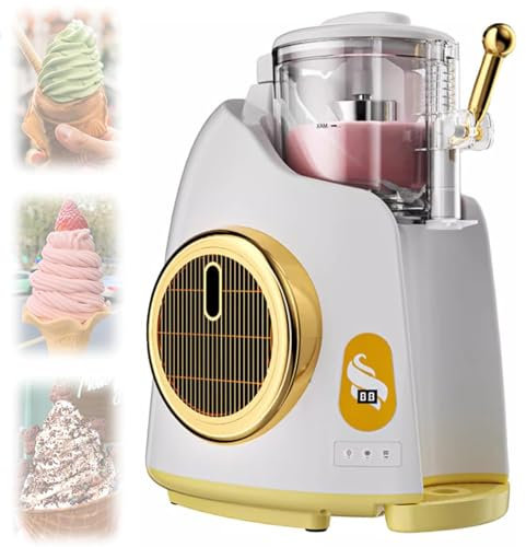 QUTBAG Ice Cream Maker Machine, 800ml Countertop Soft Serve Machine with Built-in Compressor, 250W Frozen Yogurt Maker for Snack Bars/Family Gatherings/Restaurants/Cafes
