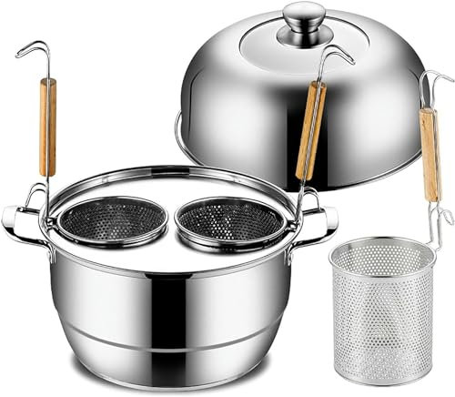 BTURYT Set Von 2-Loch Pasta Kocher Einsätze, Kommerzieller Topf, Hängender Deckel, Mit Trenner Und Sieb, Für Haushaltsrestaurants Küche Kochgeschirr