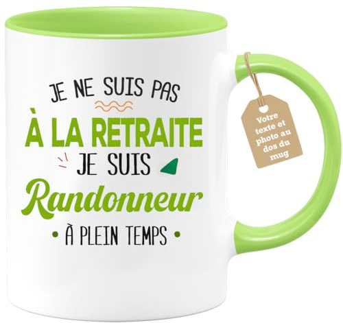 quotedazur Café-Croissant - Mug Personnalisable Texte Photo Tasse Cadeau Noël Je Ne Suis Pas A La Retraite Je Suis Randonneur - Vert/Céramique