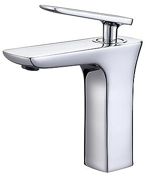 Warm- und Kaltwaschbecken-Wasserhahn aus Messing, Waschbecken, Unterbau-Waschbecken, quadratisch, Schwarz, Chromfarbe