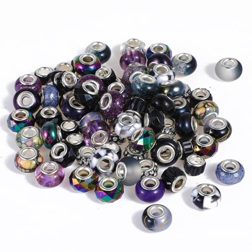 Nogeqi Perlen mit großem Loch, Kunstharz, Stiftperlen für Schmuckherstellung, große Armbänder, Schwarz, 100 Stück