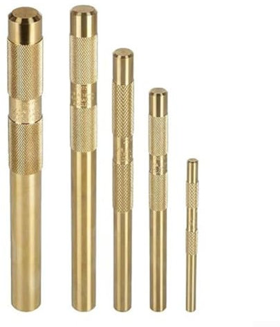 5 Pcs Brass Drift Punch Set,Roll Pin Punch 3/4 1/2 3/8 Inch Non-Marring Mechanic's Chisel Punches For Manufacturing, Auto Repair,Woodworking