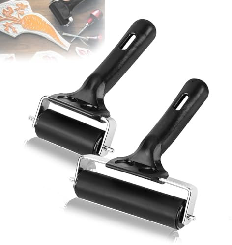 Rouleaux en Caoutchouc, 2 Pièces Rouleau à Peinture en Caoutchouc Noir, 6cm/10cm Rouleau à Peinture Linoléum pour Impression Linoléum, Estampage, Impression, Papier Peint et Artisanat