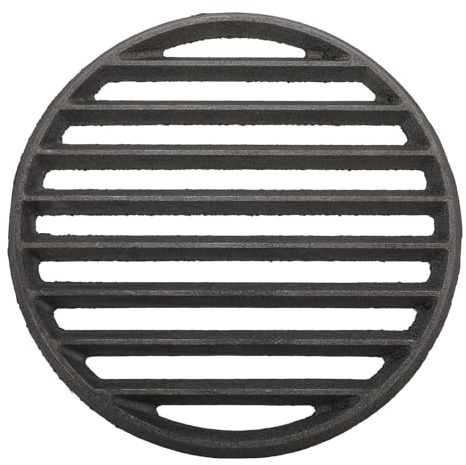 SUMTree Rund Gusseisen Grillrost Verdickter Gitterrost Schwarz Gussrost Haltbar Ofenrost Tafelrost Kohlerost Ascherost Kaminrost Feuerrost für Grill und Kamine Durchmesser 27,5 cm leicht zu bedienen