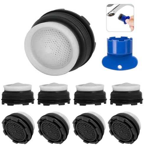 Strahlregler M24 für Wasserhähne - Wasserbelüfter Wasserhahn Aufsatz Wasserhahn Sieb/Filter aus Hochwertige ABS-Filter gegen Rost und Spritzer (M24, 9er Set, 1 Werkzeug)