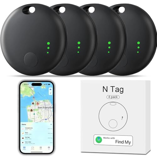 4 Pack Smart Tracker Tag, YiYunTE Item Key Finder Locator Compatible With Find My App(Ios Only), Waterproof Tracking Tags Devices, Bluetooth GPS Tracker for Kids Children Pet Wallet Luggage