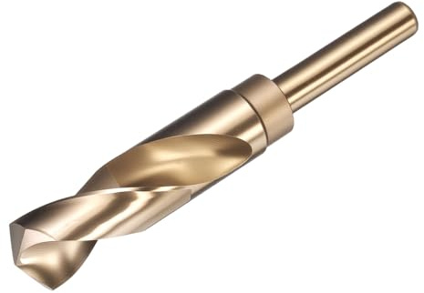 sourcing map 23mm Drill Bit 1/2 Reduced Shank 3-Flat M2 High-Speed Steel Twist Gold Finish 135° Bits for Hard Metal Stainless Steel,1pcs