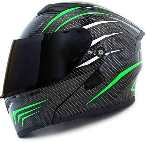 Casco modular para motocicleta, casco integral con visera doble antivaho, casco de calle, elegante casco todoterreno abatible, apto para hombres y mujeres adultos Red-1,XXXL