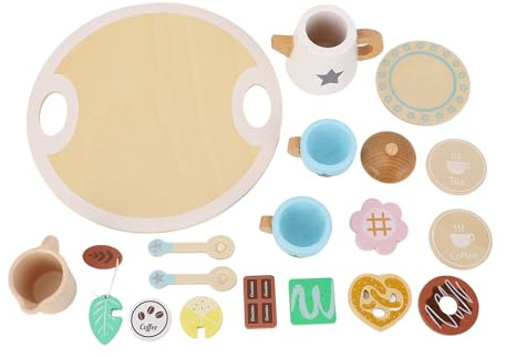 Wooden Teapot Tea Cup Set for Little Girls Role Playing Enhance Social Skills Pretend Wood Tea Set