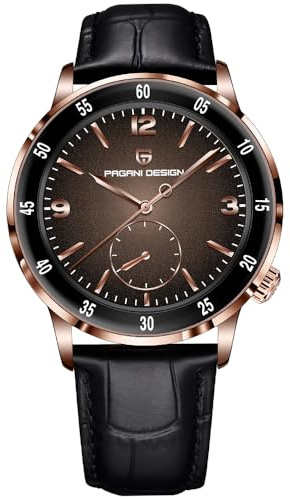 Pagani Design 1790 Herren Armbanduhr, 42mm Automatische Mechanische Uhren, 100M wasserdichte Luxus Armbanduhr für Männer,Leicht ablesbares großes Zifferblatt Leder Armband Uhr