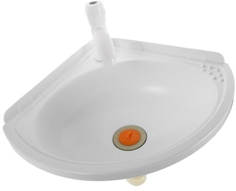 DOITOOL Lavabo Esquinero de Pared Blanco con Grifo Completo para Baños Pequeños y Lavanderías Ahorro de Montaje Firme y Diseño Compacto Moderna