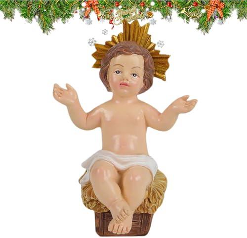 Hugsweet Gesù Bambino Figura Mini | Statuina da Collezione in Resina Presepe Gesù Bambino | Decorazioni Cristiane Presepe Ornamenti Cattolici per Casa Ufficio Famiglie Celebrazioni Natale