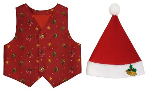 ofeirhz Abrigo de invierno para niñas, talla 8, disfraz de árbol de Navidad, chaleco estampado con sombrero de vacaciones, gabardina de forro polar para niña grande (rojo, 7-8 años)