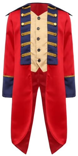Choomomo Boys Girls Revolutionary War Tailcoat Long Sleeve Colonial Tuxedo Jacket British Retro Frock Coat Red 14 Years