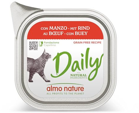 almo nature Daily Katzenfutter mit Rind, Alleinfutter für Katzen, Nassfutter 32er Pack (32 x100g)