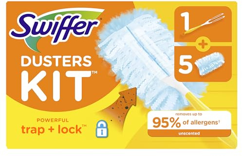 Swiffer Dusters Starter Kit, Kit Includes 1 Handle and 5 Dusters