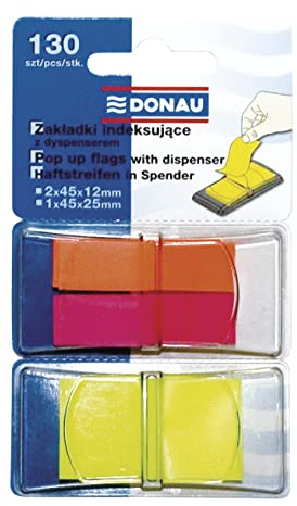 DONAU 7559001PL-99 Index Tabs Sticker Lesezeichen Haftstreifen/Mini-Haftmarker aus 60 µm PP-Folie/ Kunststoff 2x40 tabs/12x45mm, 1x50 tabs/25x45mm