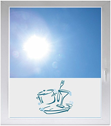 INDIGOS UG - Fensterfolie Blickdicht Kochen Essen Tablett Topf Cocktail - 1000x500mm - Sonnenschutzfolie Fenster - Sichtschutzfolie Fenster Bad, Küche, Fenster, Milchglasfolie