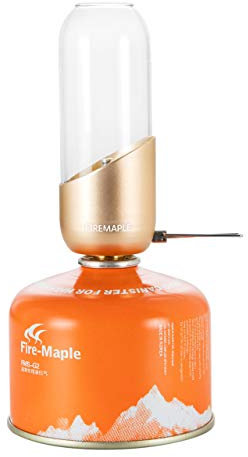 Fire-Maple Orange Camping Gas Lantern | Glass, Steel & Aluminum | Propane or Isobutane Fuel | Adjustable Luminance Lighting and Camping Lantern; NO Mantles Needed | Camping Gear | Emergency Essential