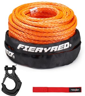 Cuerda de cabrestante sintética 3/8 x 100' - 23,809 Ibs Winch Line Cable Rope para 4WD Off Road Vehicle JEEP SUV (naranja)