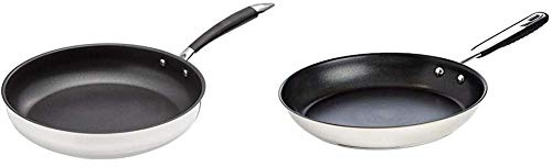 Amazon Basics Bratpfanne, 28 cm & Edelstahl-Bratpfanne, anti-haftend, Induktions-geeignet, 28 cm, mit bequemem Griff