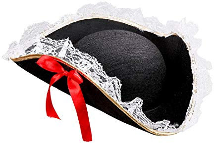 Aufwendiger Damen-Hut als Kostüm-Accessoire Piratenbraut/Schwarz/Tolle Kopfbedeckung Piratin/Genau richtig zu Fasching & Kostümfest