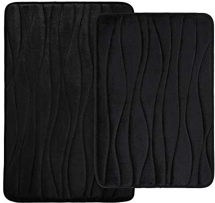 Homaxy Badteppich aus Memory-Schaum, 2-teiliges Set, rutschfeste und saugfähige Badematte, maschinenwaschbar (40 x 60 cm + 50 x 76 cm, schwarz)