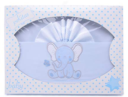 PEKITAS Juego Sabanas 3 Pcs Cuna 60x120 cm 100% Algodón Fabricado En Portugal Color Azul