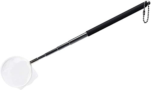 boxtech Fish Shrimp Skimming Net Feinmaschiges, erweiterbares Fischernetz mit Edelstahlgriff für Aquarium Pond Creek (Schwarz, Runden)