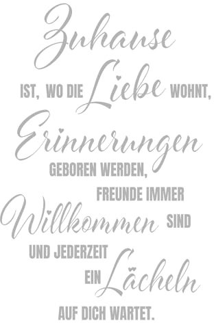 yabaduu Wandtattoo Spruch Zuhause ist wo die liebe wohnt 60x77cm Wanddeko Zitat Wandsticker Aufkleber selbstklebend für Wohnzimmer Büro Schlafzimmer Esszimmer Flur YX024 (Grau)