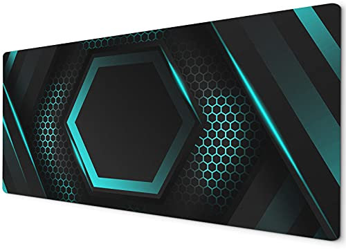 WhatsOnYourWall Large Mouse Mat | XXL Mouse Mats | Gaming XXL | 900 x 400 | Black Neon Blue