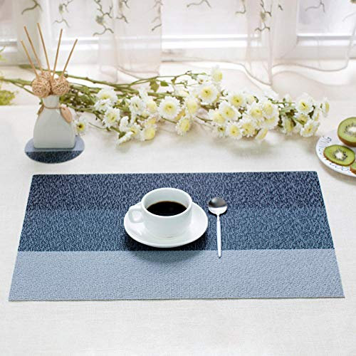 Tovagliette Americana Plastica Lavabili Grigio Blu Tovagliette Colazione PVC Sottopiatti Antiscivolo Tovagliette Americane Antiscivolo Tovaglietta Resistente Al Calore 30x45cm 2 Pcs