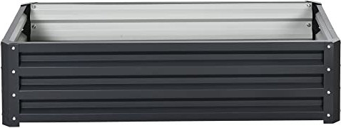 Outsunny 216L Rectangle Raised Garden Bed Box with Weatherized Steel Frame for Vegetables, Flowers and Herbs, 120 x 60 x 30.5cm, Grey