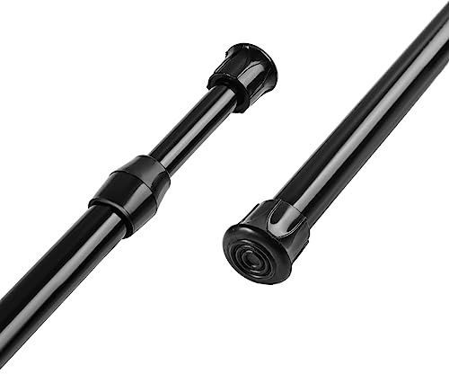 Aluminium Extendable Curtain Rod Tension Pole Easy Fitting For Cupboard Wardrobe Kitchen DIY Projects, Length 40-72cm, Use in Wall distance between 40-68cm, Diameter 1.3cm,Black
