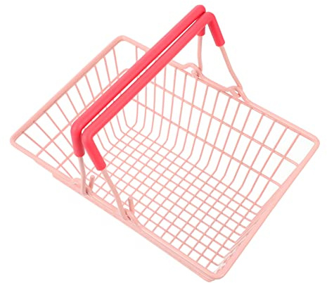 jojofuny Cesta Organizadora Mini de Aleación Asa Cesta Compra Portátil 18x13,5x9 Cm Color Contrastante para Almacenamiento Cosméticos y Decoración de Mesa para Hogar y Fotografía