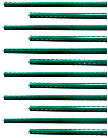 Tradineur - Pack de 12 tutores de Acero plastificado para Plantas, Varillas, guías, estacas para el Crecimiento Correcto de Cultivos, Tomates, judías (Verde - 0,8 x 180 cm)