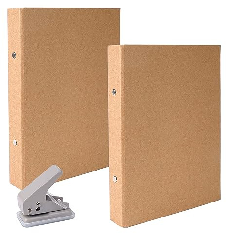 Towviy 2 stycken ringpärmar A5 påfyllningsbar mini ett hål, A5 ringpärmsbok med 2 ringar ringpärmar för ca 100 ark ringpärm för skola kontor gör-det-själv fotoalbum souvenirböcker dagbok