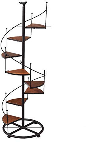 SZITW Étagère Pot de Fleur Escalier Colimaçon Métal Fer Noir, 8 Couches