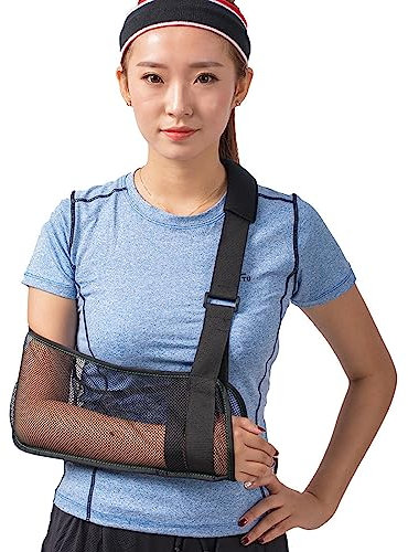 VIDECOR Armschlinge, Leichte Schulterschlinge, Netz-Armstützschlinge mit Daumenschlaufe für Gebrochenes Handgelenk, Ellenbogen, Schulter-Wegfahrsperre für Frakturen, Luxationen,L