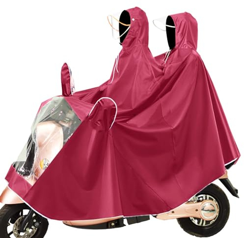 Fayemint Mantella da Bicicletta, Mantella Antipioggia Unisex, Impermeabile Portatile Mantella Antipioggia, con Cappuccio, per Diversi Tipi di Veicoli Elettrici (Rosso)