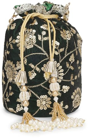 LONGING TO BUY Indian Ethnic Women Potli Bags For Wedding & Party Function (Green-2)
