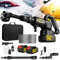 Hidrolimpiadora Bateria, Gisam Hidrolimpiadora de Alta Presion, Pressure Washer Portatil, 3 Niveles de Ajuste MAX 35Bar, 2x4.0Ah Baterías, 6 en 1 y 180° Boquilla, Rociador de Espuma, 5M Manguera