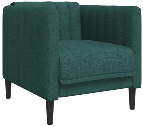 vidaXL Sillón, Silla Tapizada de Relax con Respaldo Reposabrazos, Sofá Individual de Descanso Televisión, Asiento para Salón, Tela Verde Oscuro