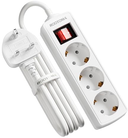 European to UK Plug Adapter, EU to UK Plug Adapter 3 AC Outlet for European Electronic Device, Travel from France, Italy, Spain, Germany,13A/3250W