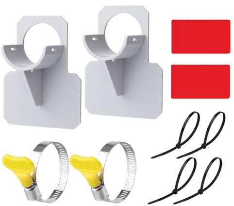 2pcs Support de Tuyau de Piscine, Support de Tuyau d'Eau avec Colliers de Serrage en Acier Inoxydable et Attaches de Câble Accessoires de Piscine Hors Sol pour Éviter l'Affaissement des Tuyaux