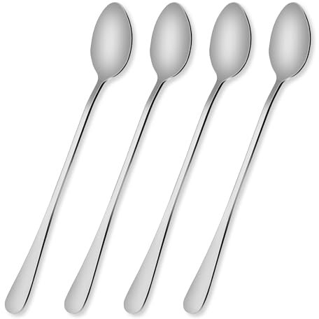 4 Stück Eislöffel Latte Macchiato Löffel Lange Löffel Latte Macchiato Löffel Set Longdrinklöffel Joghurtlöffel Cocktail Löffel Cromargan Edelstahl Poliert Für Eiskaffee Eistee Milchshake Eisbecher