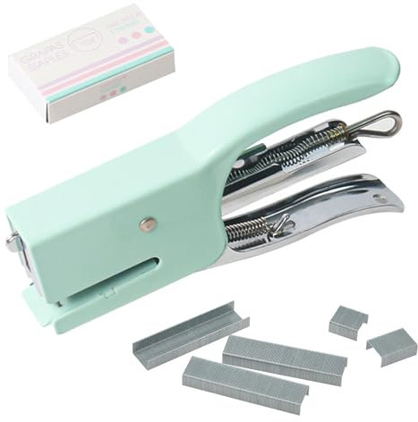 Grapadora Metálica de Tenaza, Grapadora de Escritorio, Grapadora de Oficina, Mini Grapadora de Esfuerzo Reducido, con 750 Grapas, Capacidad Hasta 16 Hojas, para el Hogar, la Oficina o la Escuela