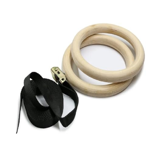 EKalgretrA Turnringe Holz 2 Teile/Paar Holz Holz Ring Tragbare Gymnastik Ringe Gym Schulter Stärke Home Fitness Training Ausrüstung
