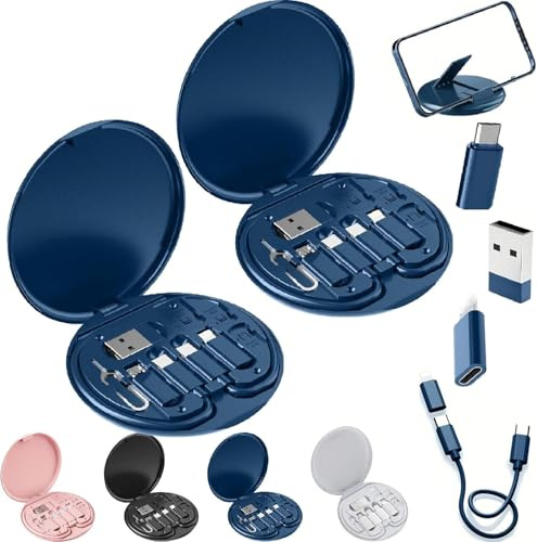 Humorous 9 in 1 USB Adapter Multicharging Cable Case, Multi-Functional Compact Card, 60W Fast Charge USB Type-C Micro Cable (2PCS-B)